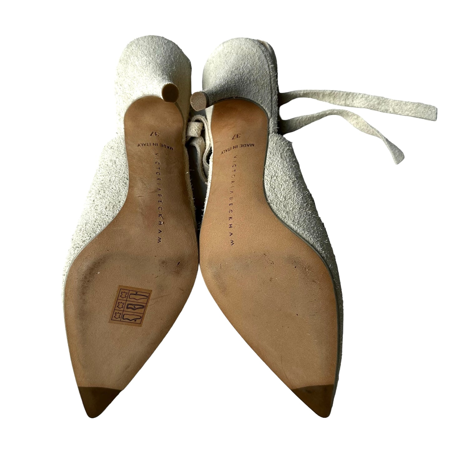 White Textured Slingback Heels - 7