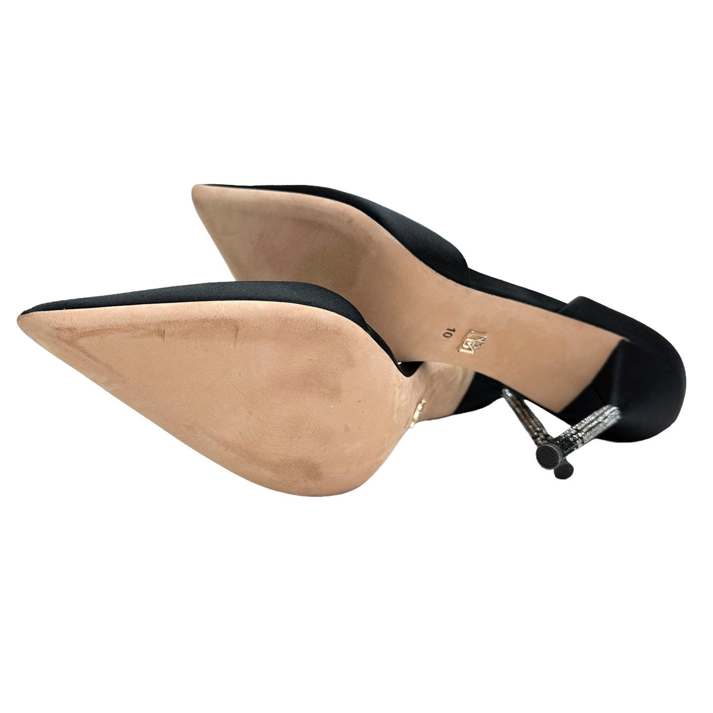 Black Crystal Embellished Heels - 10