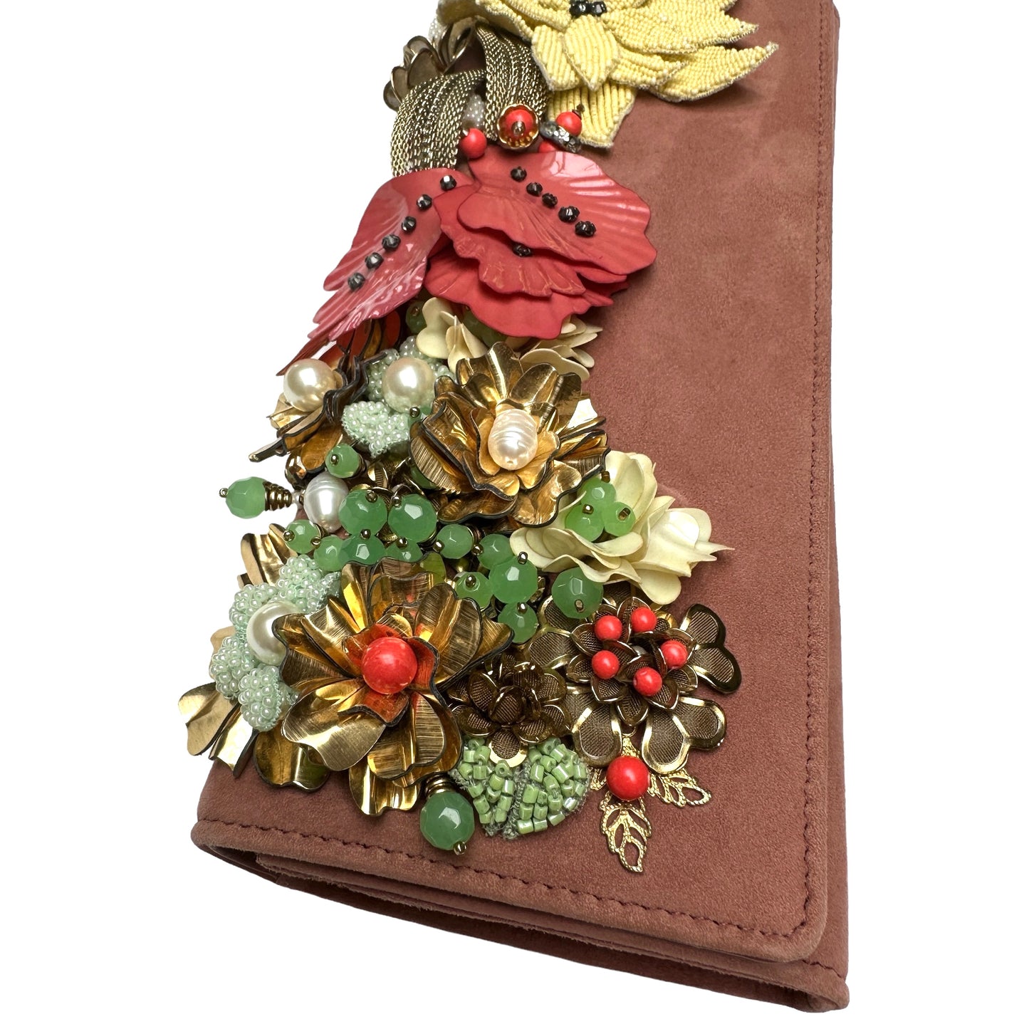 Vintage Pink Suede Clutch