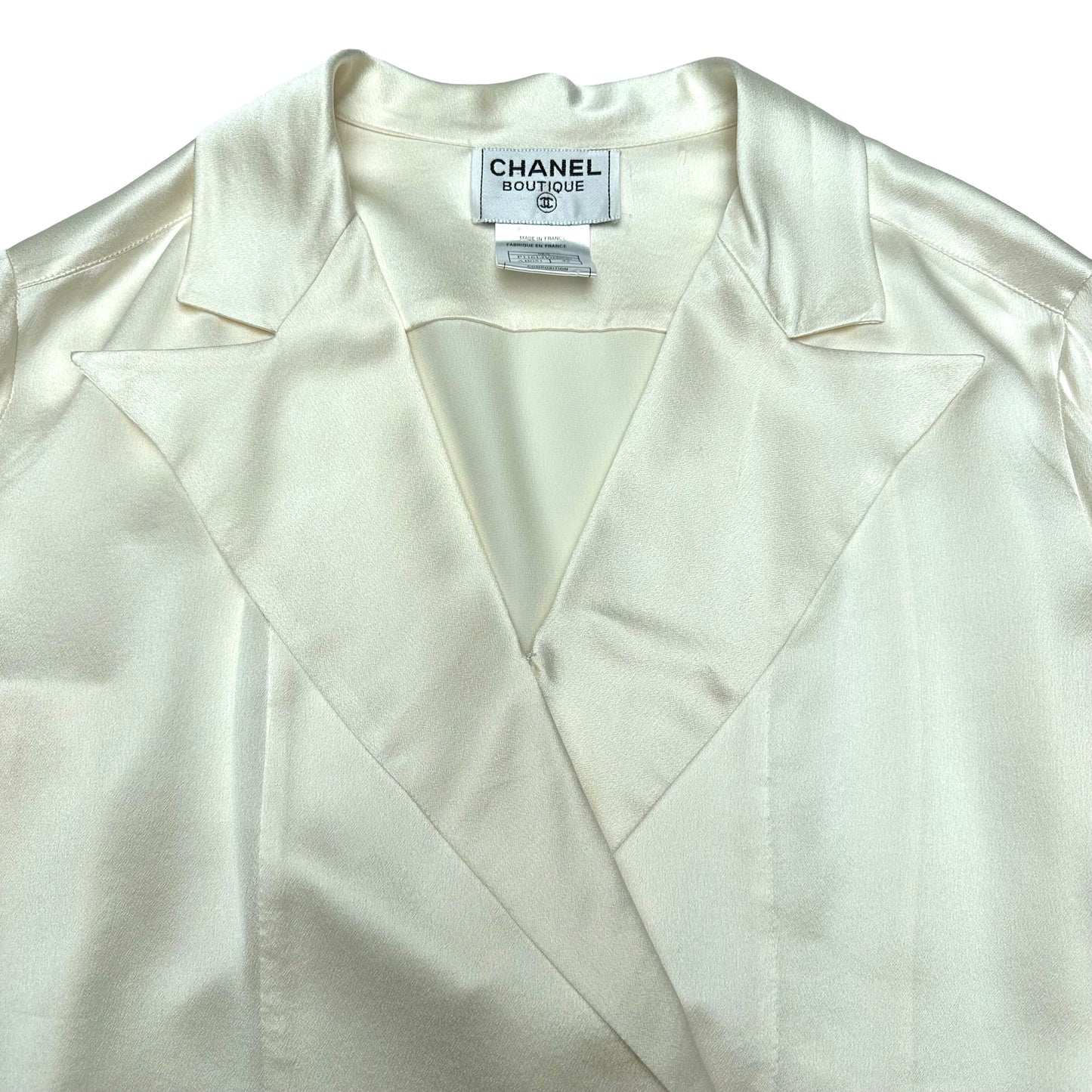 Cream Silk Blouse - L