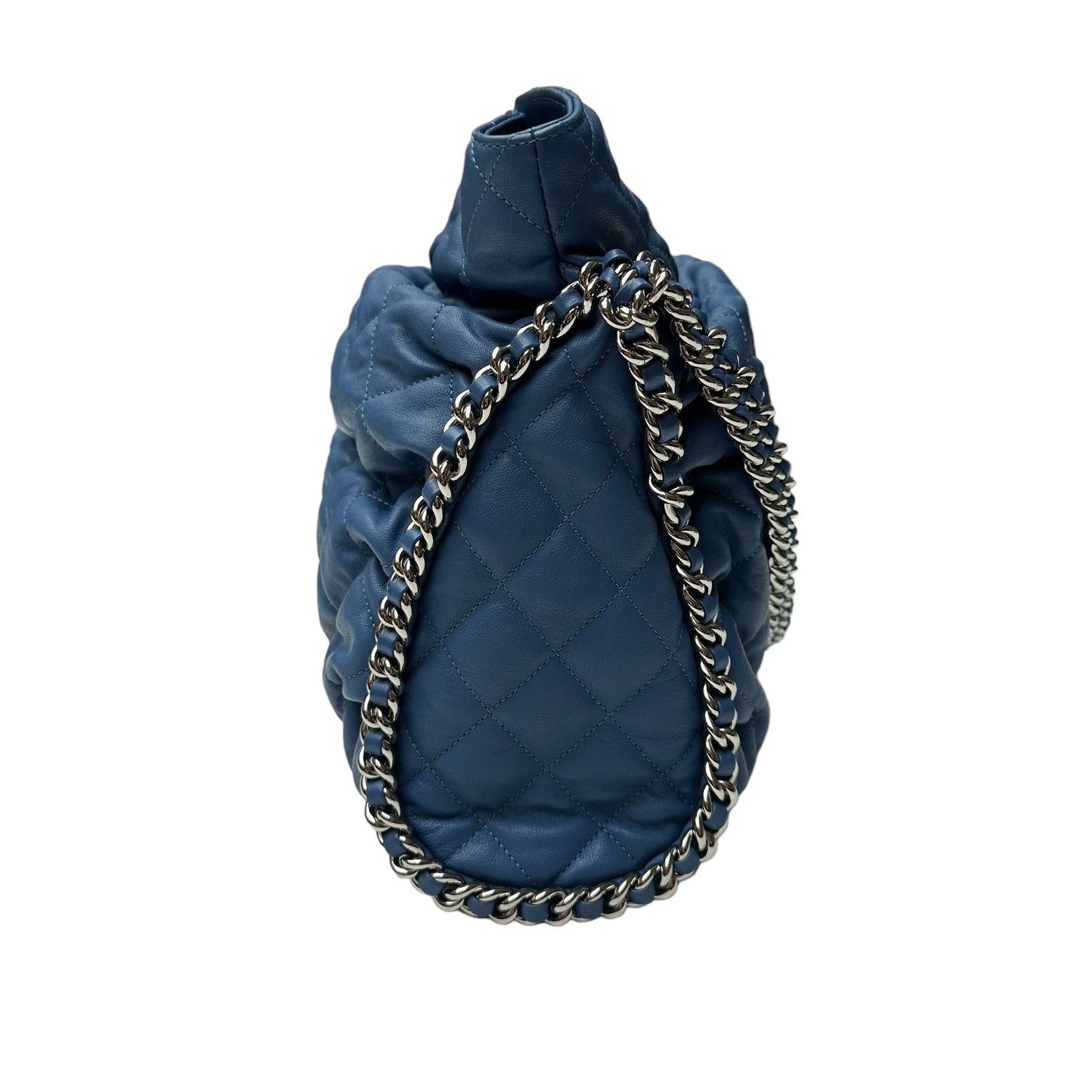 Blue Leather Hobo Bag