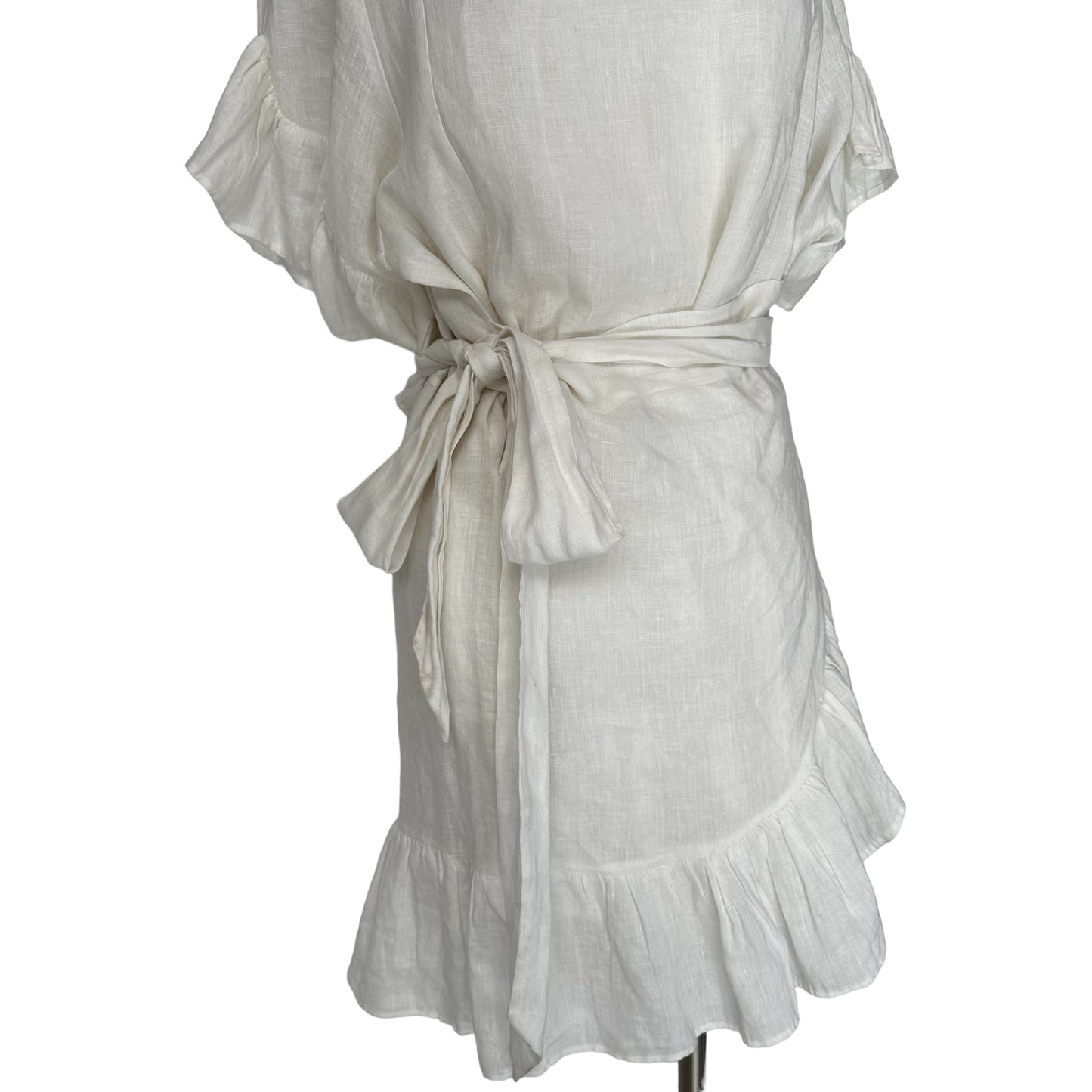 White Linen Dress - L
