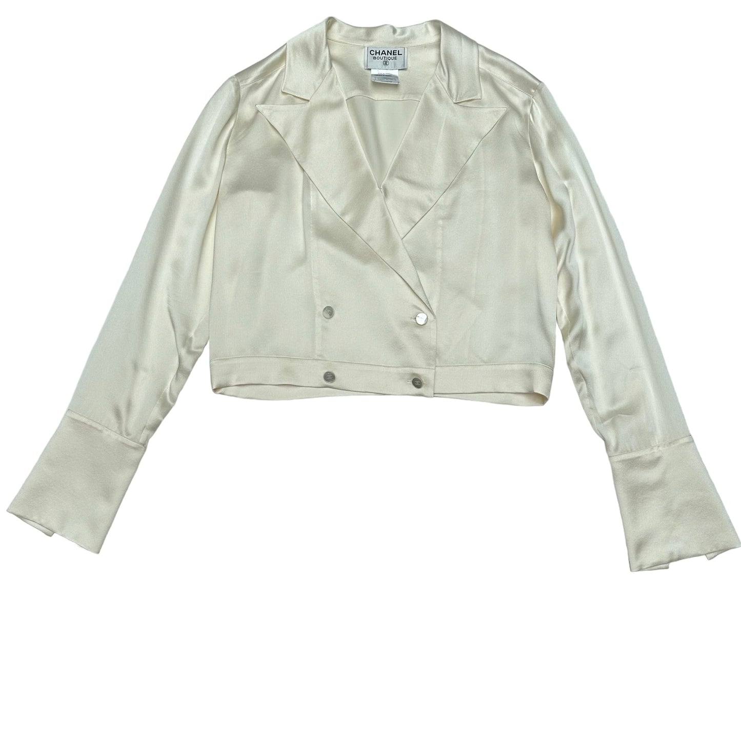 Cream Silk Blouse - L