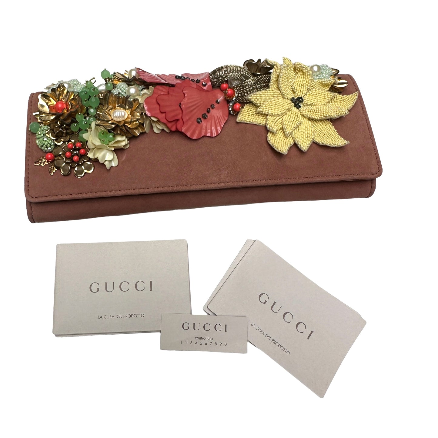 Vintage Pink Suede Clutch