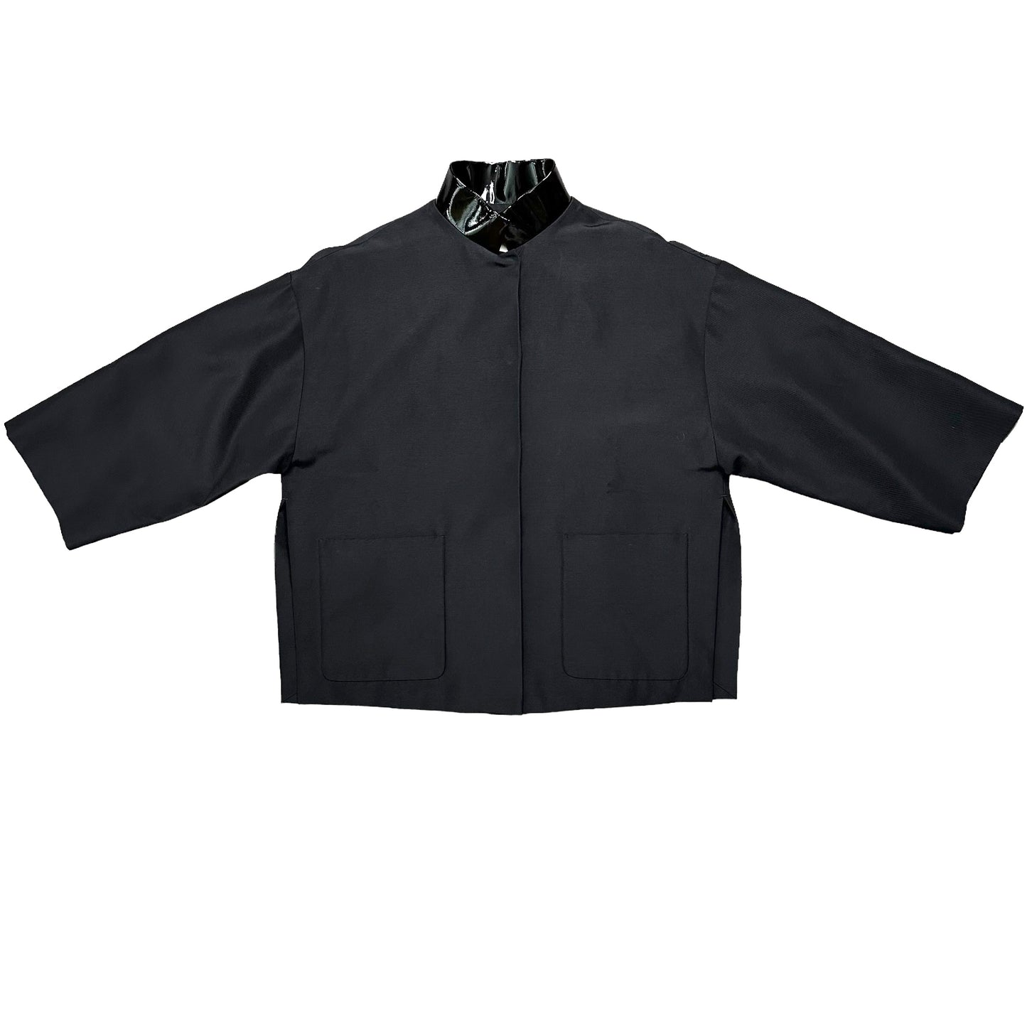 Black Cape with Patent Leather Collar - S