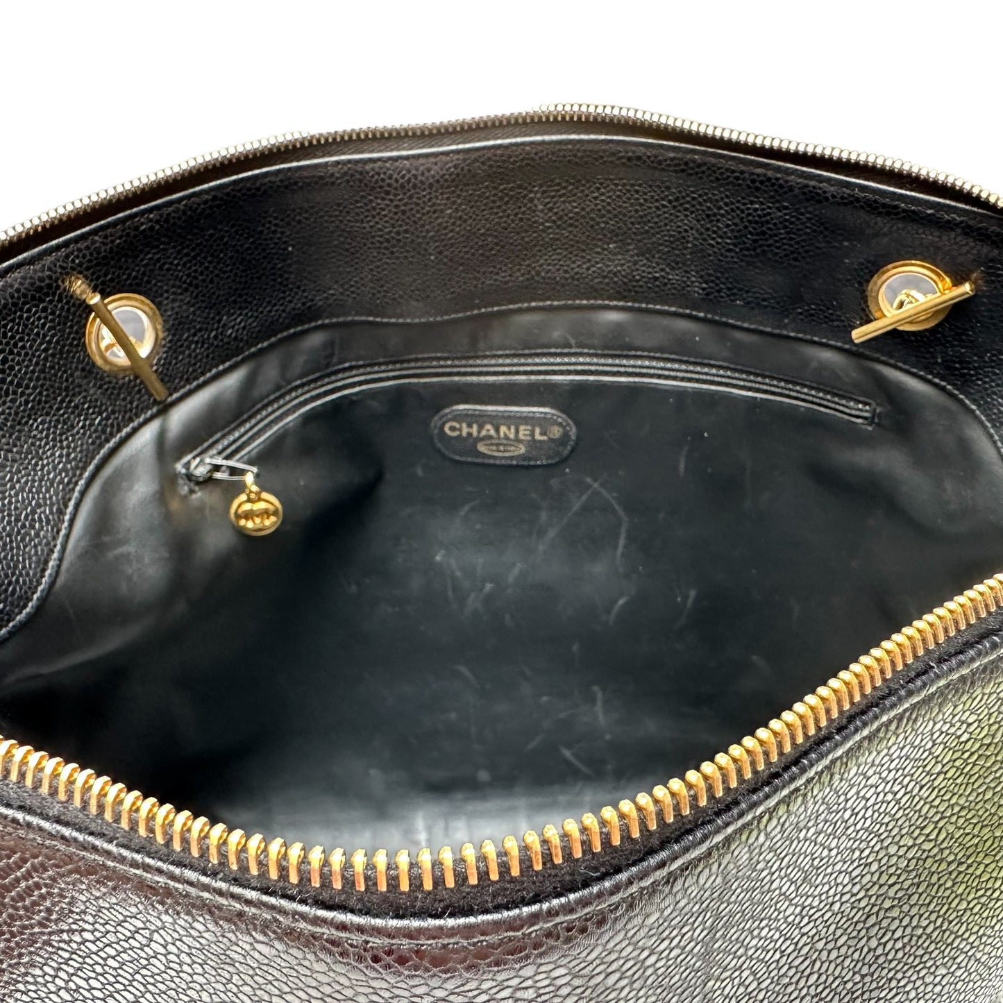 Vintage Black Leather Tote