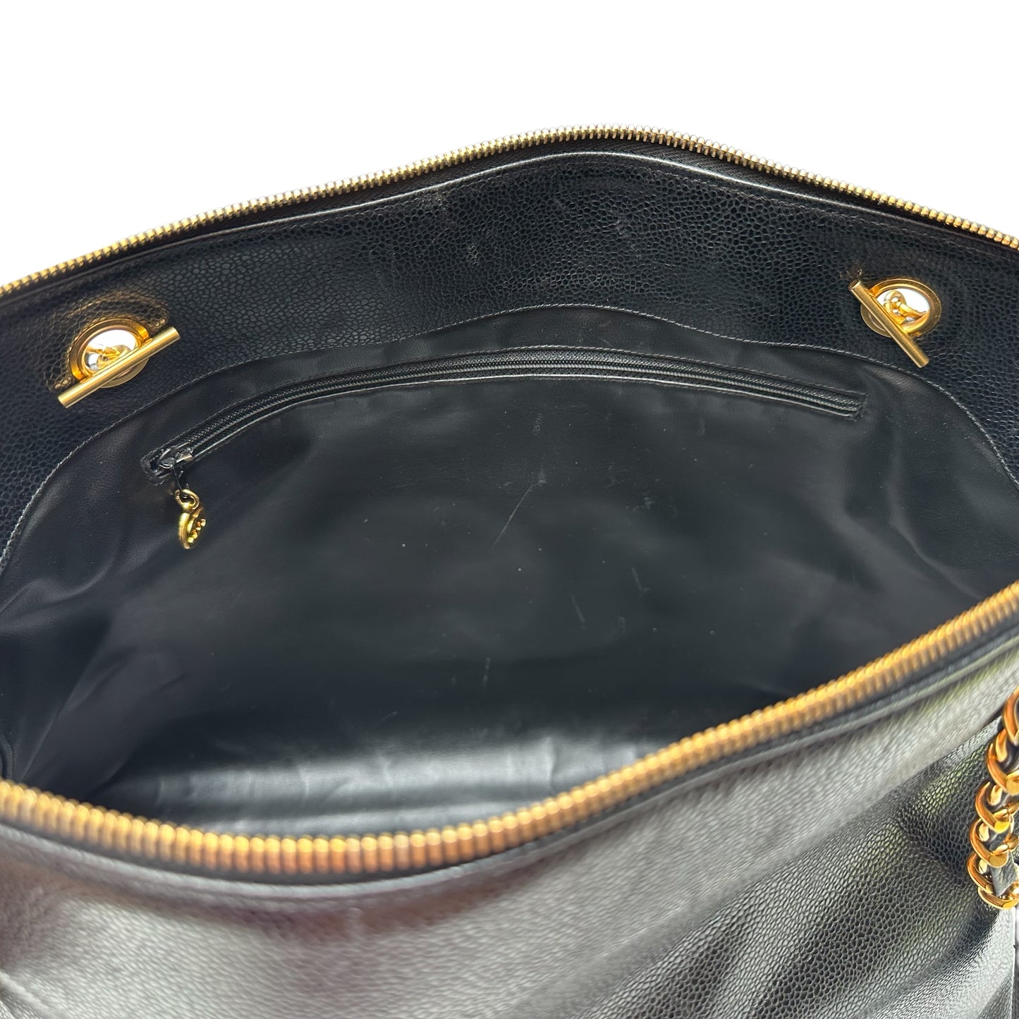 Vintage Black Leather Tote