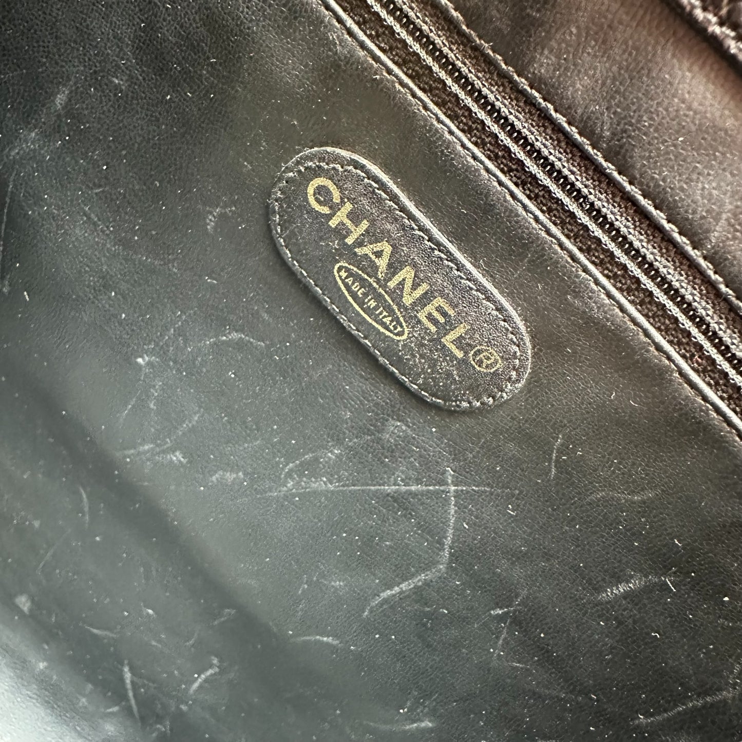 Vintage Black Leather Tote