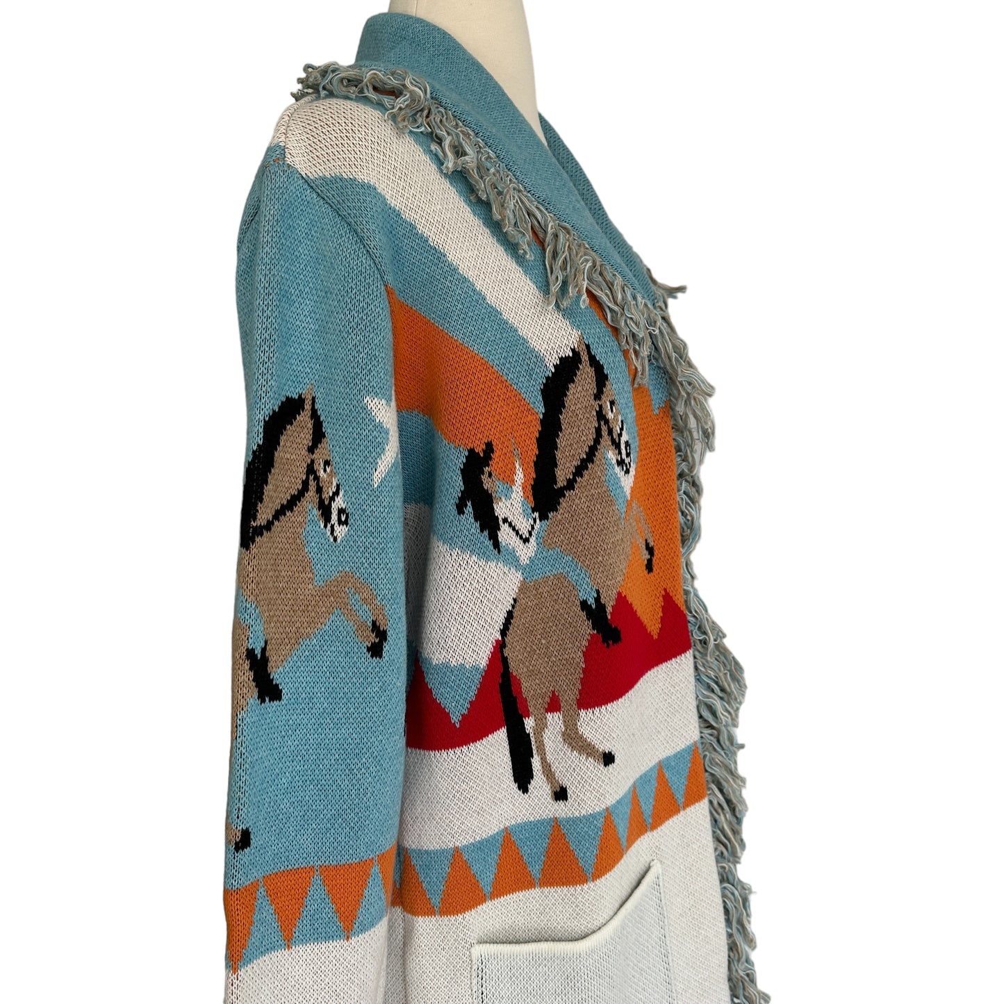 Fringed Printed Cardigan - S