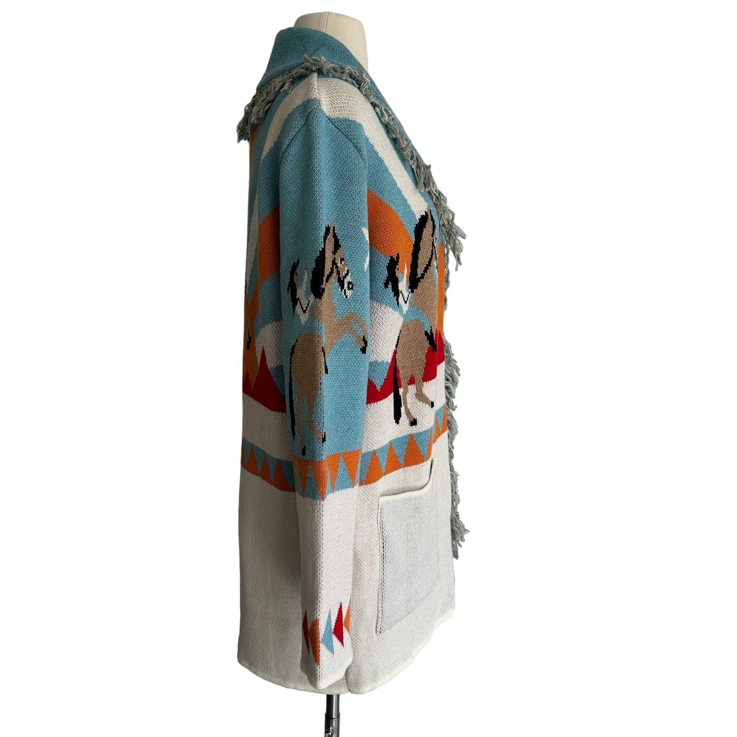 Fringed Printed Cardigan - S