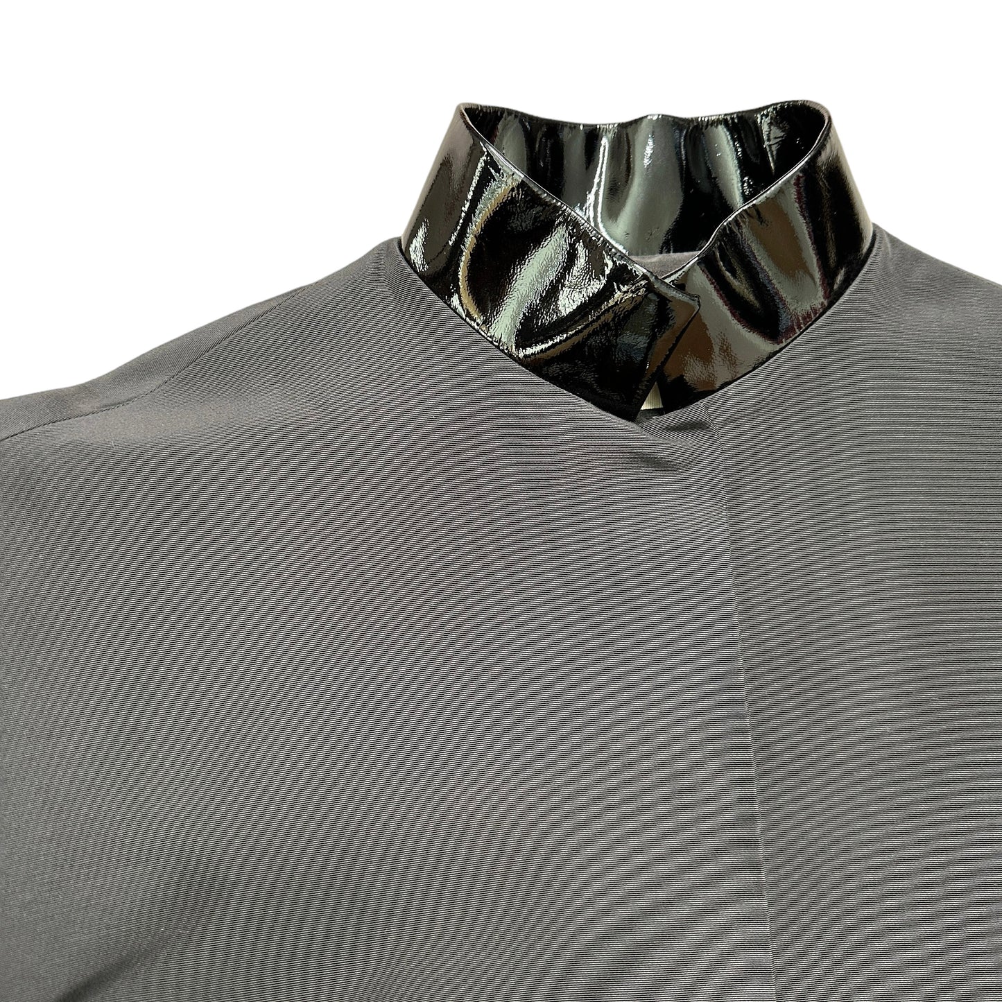 Black Cape with Patent Leather Collar - S