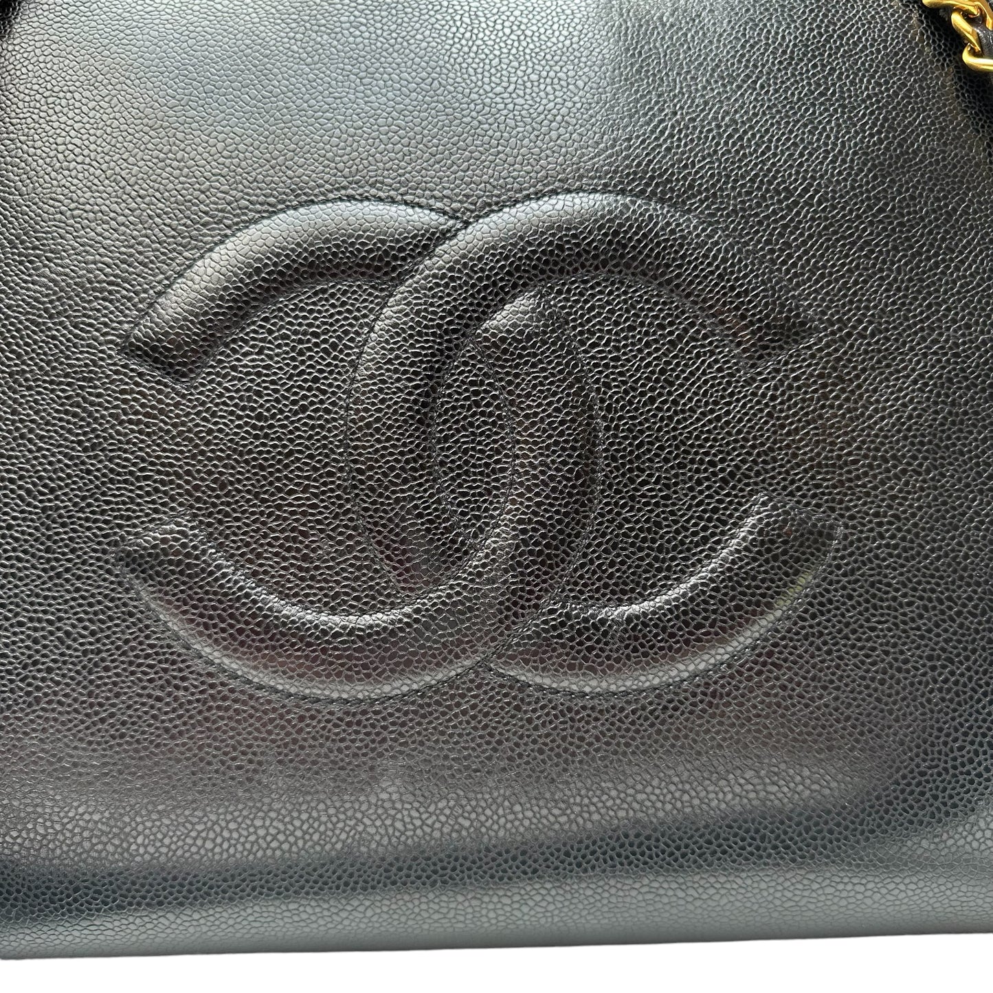 Vintage Black Leather Tote