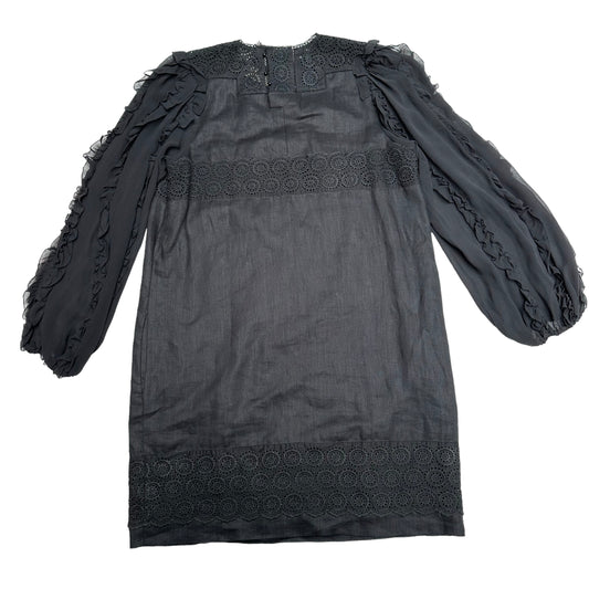 Black Linen & Silk Dress - L