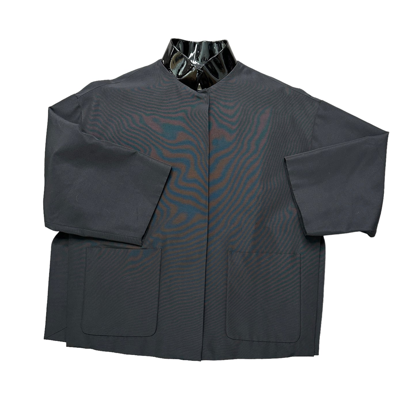 Black Cape with Patent Leather Collar - S