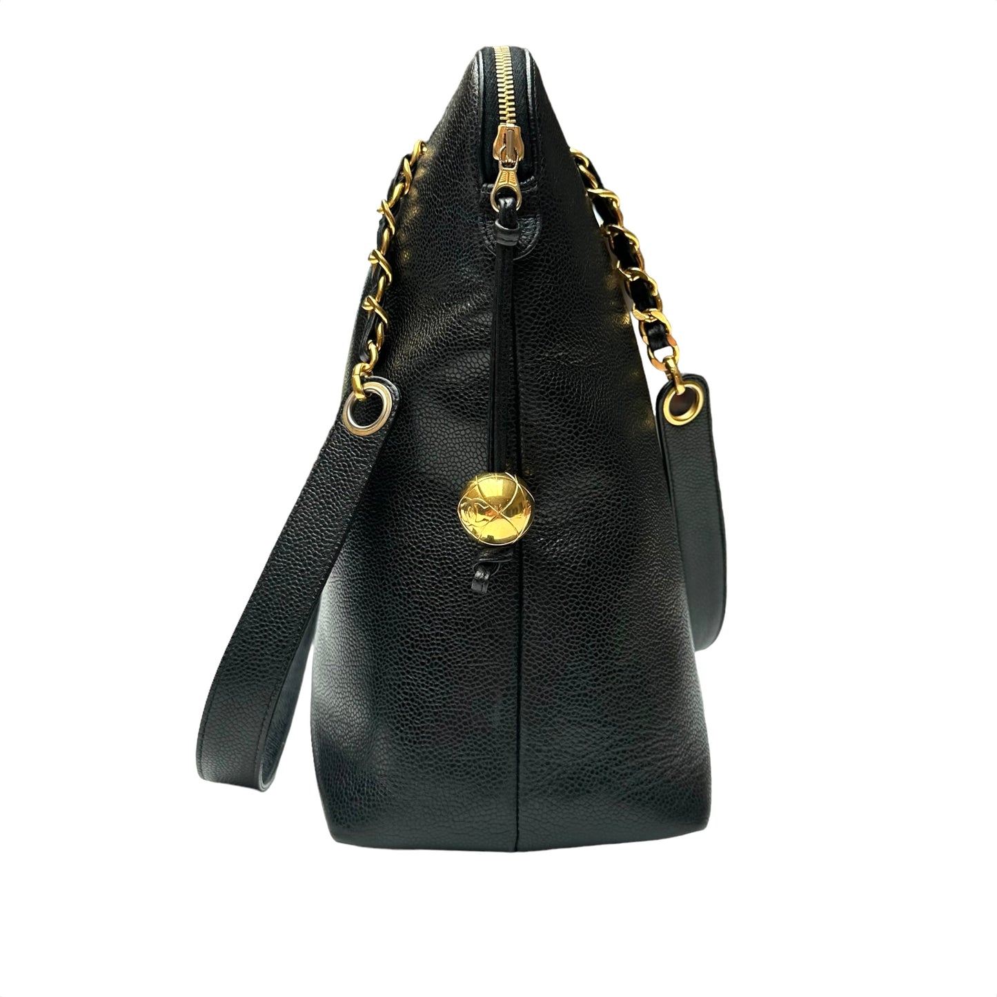 Vintage Black Leather Tote