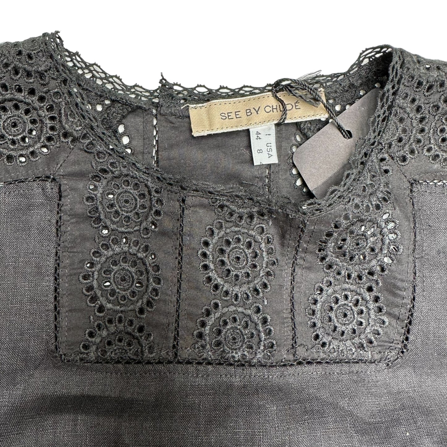 Black Linen & Silk Dress - L