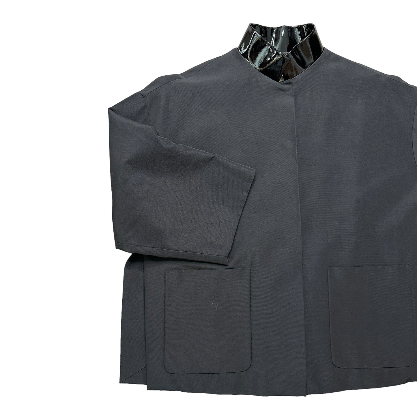 Black Cape with Patent Leather Collar - S