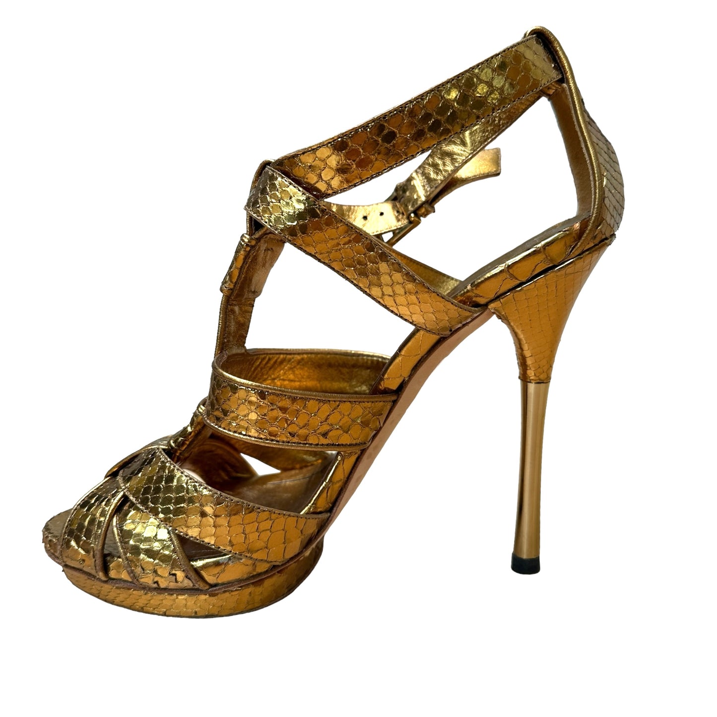 Gold Python High Heels - 7