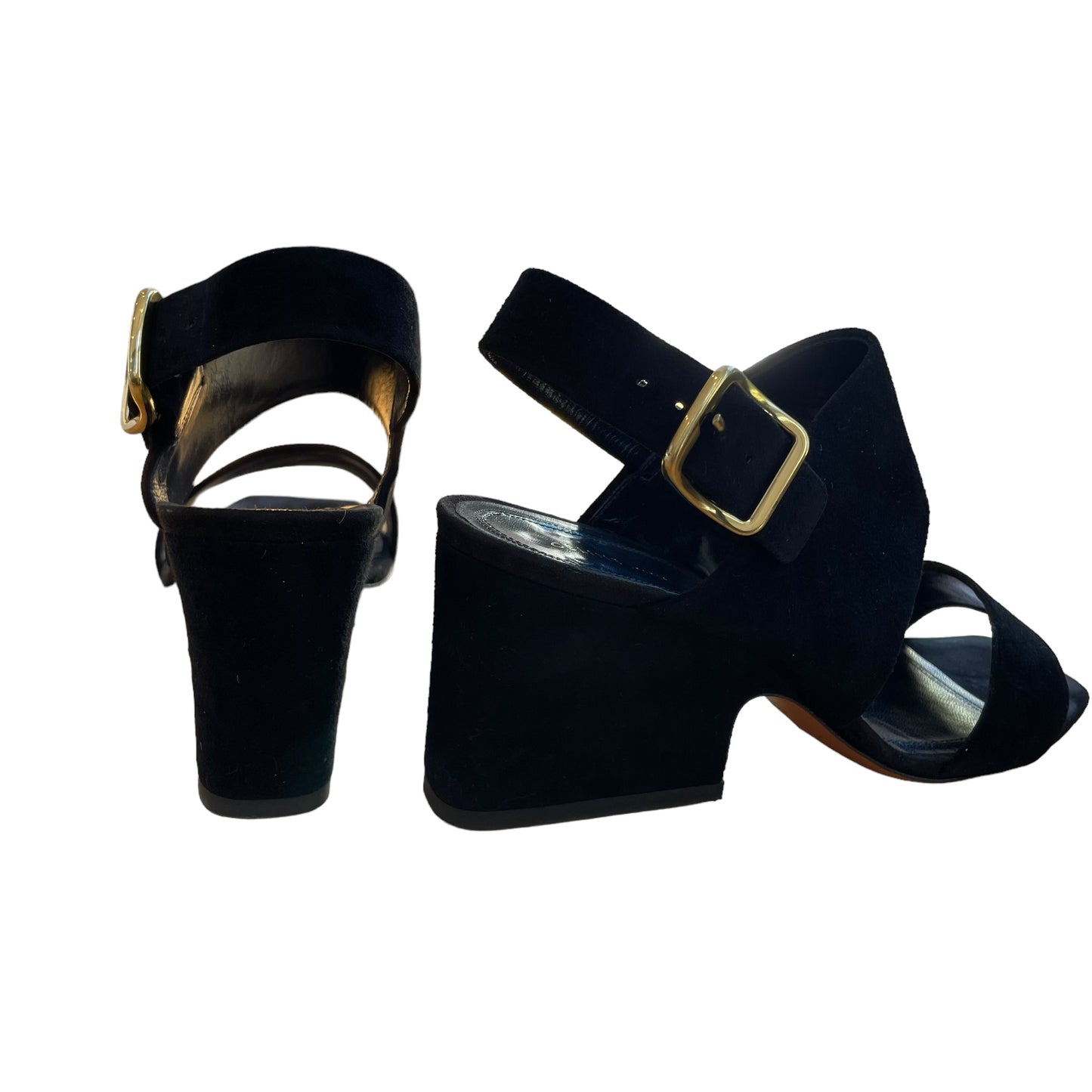 Black Suede Heeled Sandals - 7