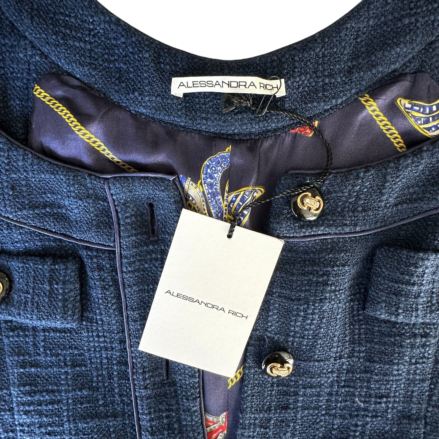 Long Navy Tweed Dress - M