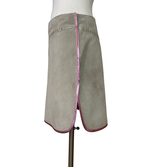 Cream Suede Mini Skirt - S