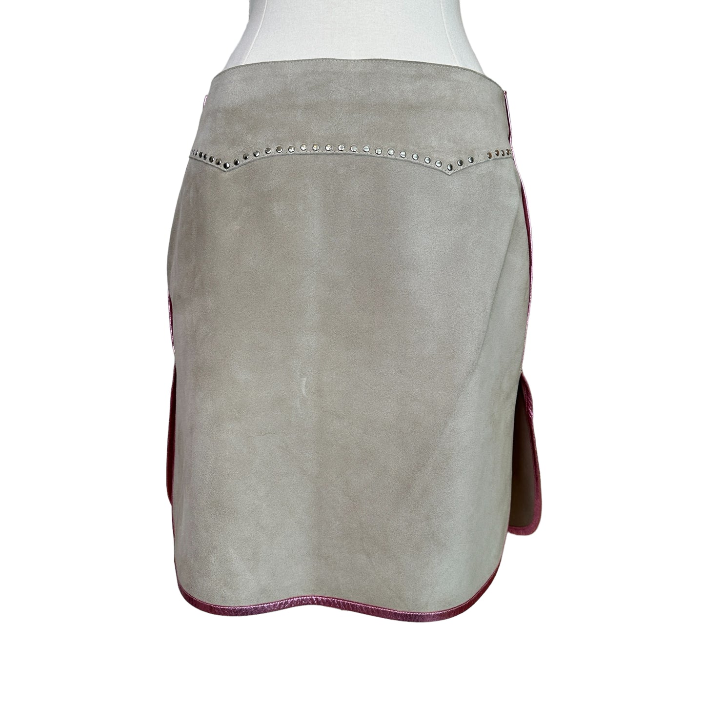 Cream Suede Mini Skirt - S