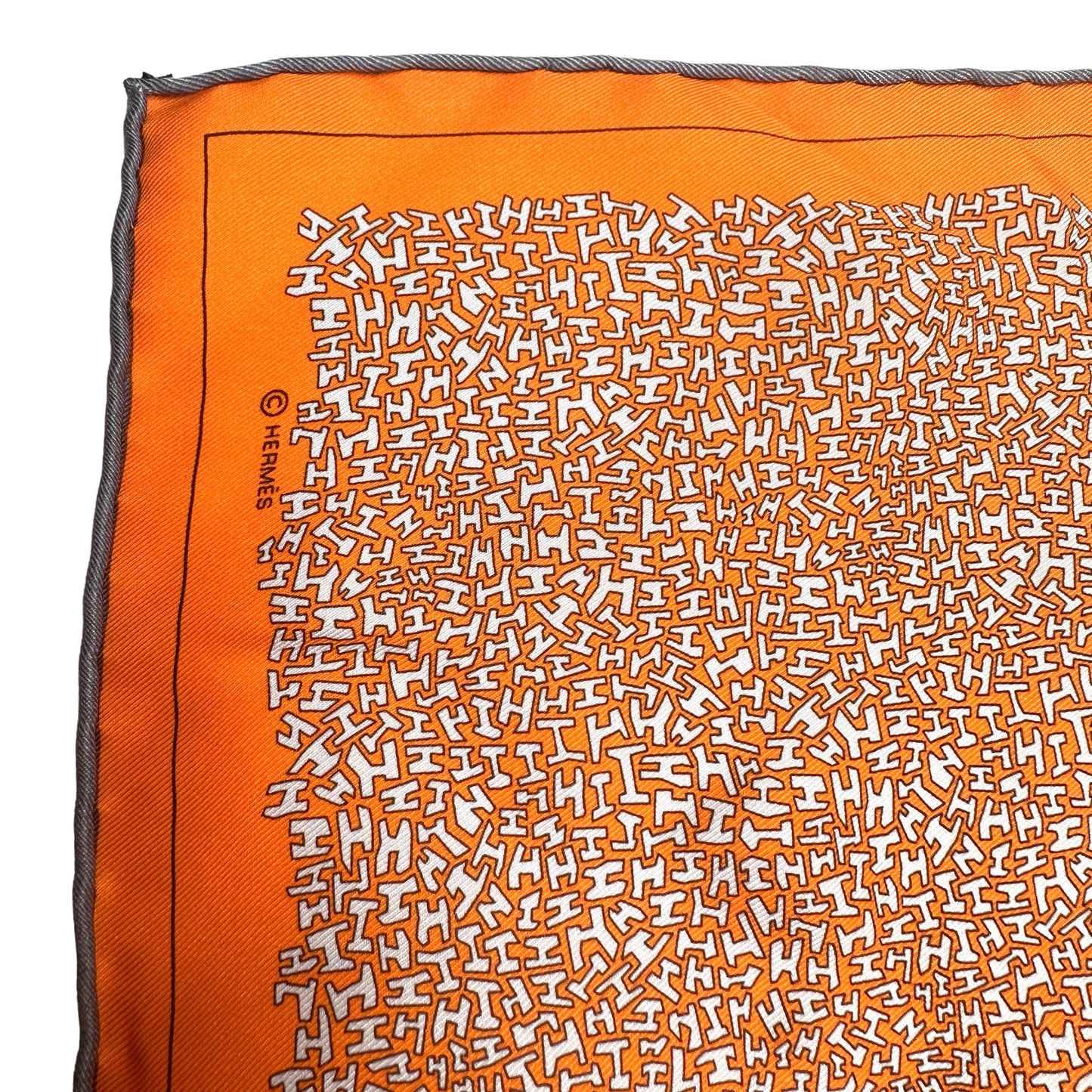 Orange Logo Silk Pocket Scarf