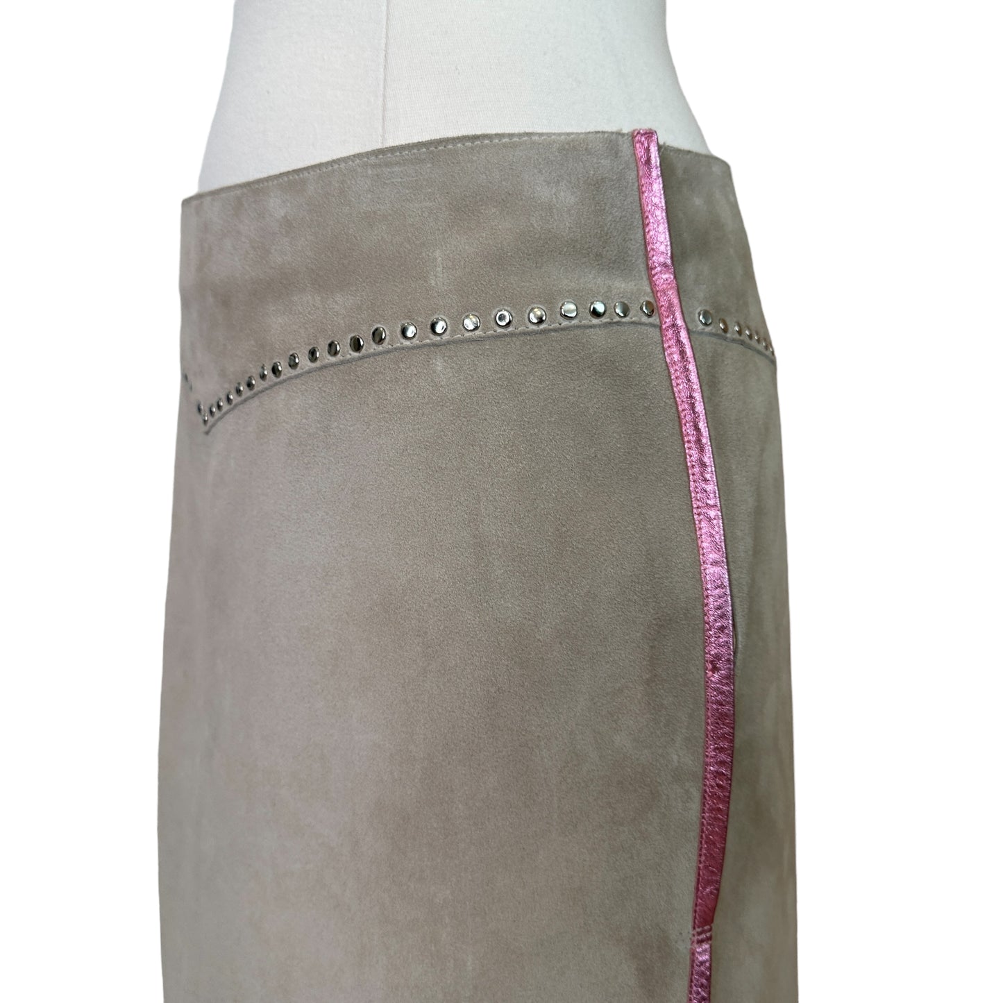 Cream Suede Mini Skirt - S