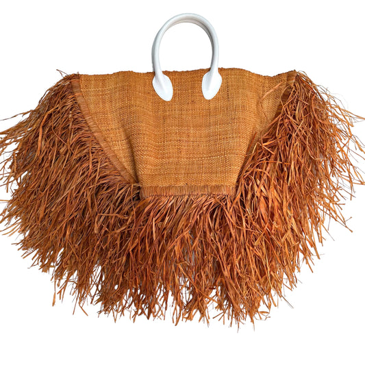 Fringed Raffia Beach Bag