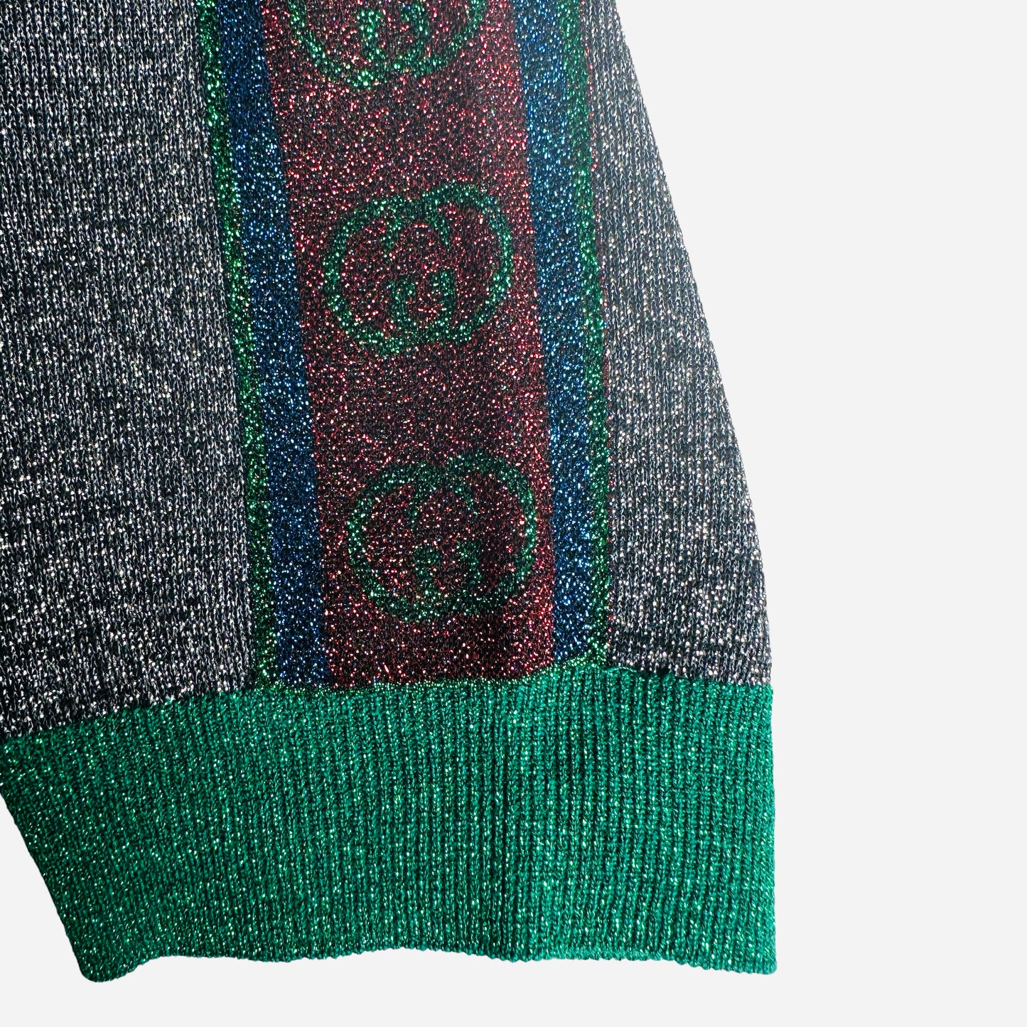 Metallic Green Logo Dress - S