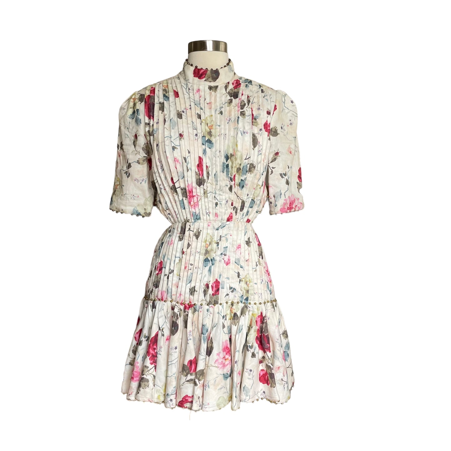 Floral Studded Lined Mini Dress - 2