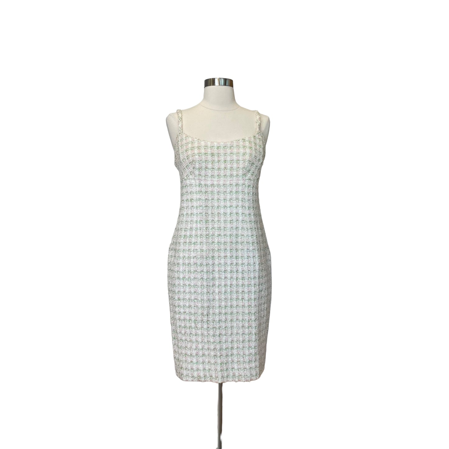 Vintage Pink & Green Tweed Dress - 42