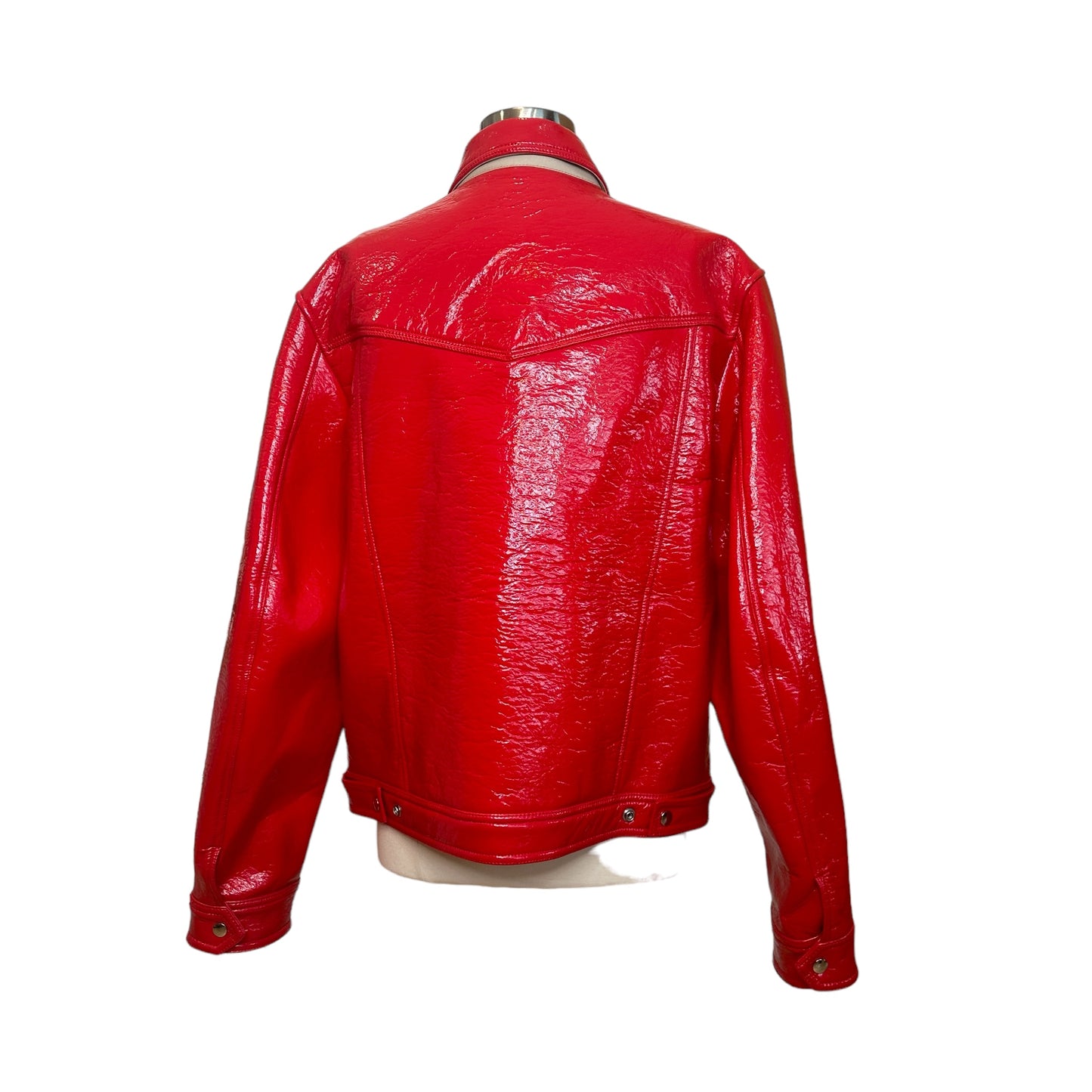 Red Patent Bomber Jacket - XL