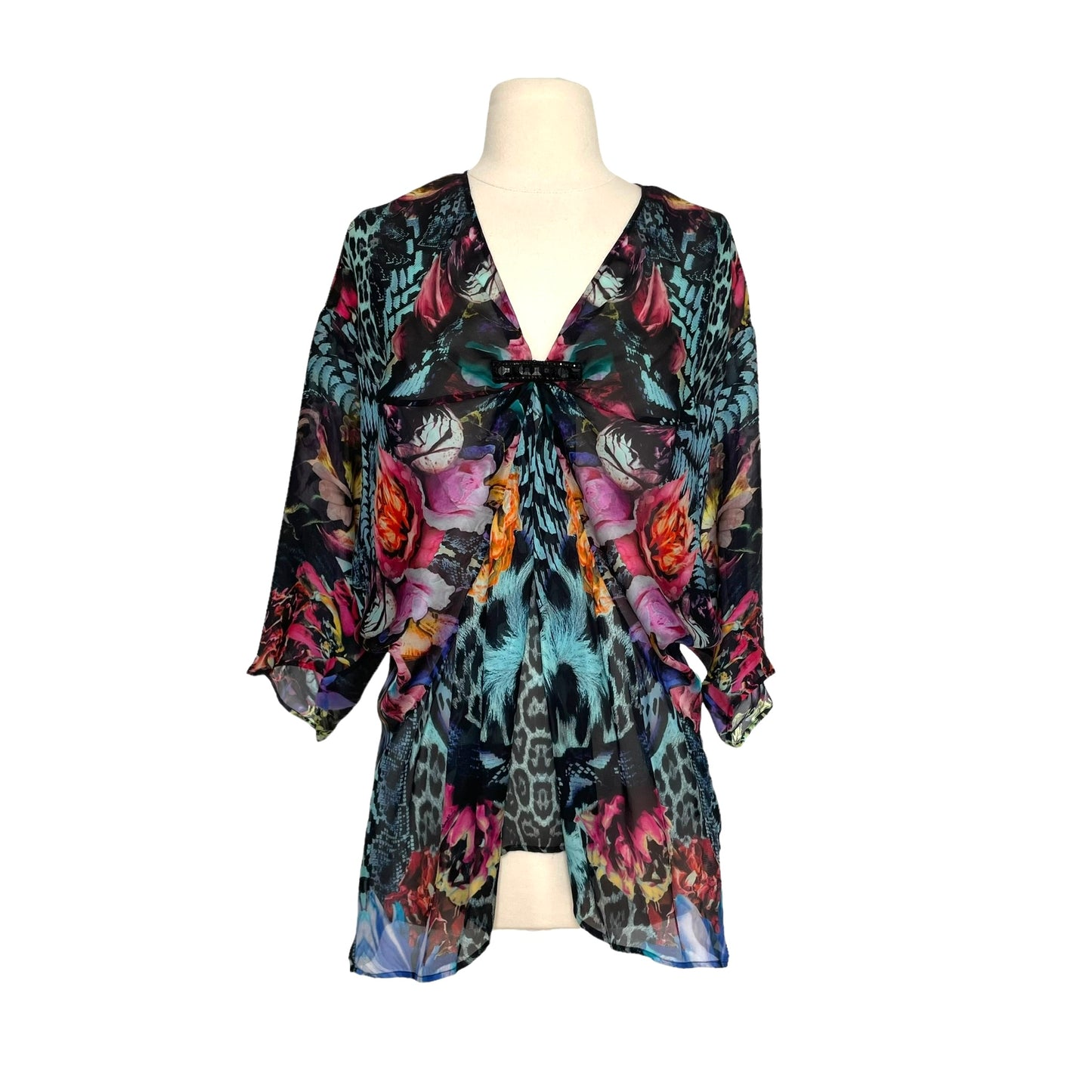 Floral Silk Cover-Up - M