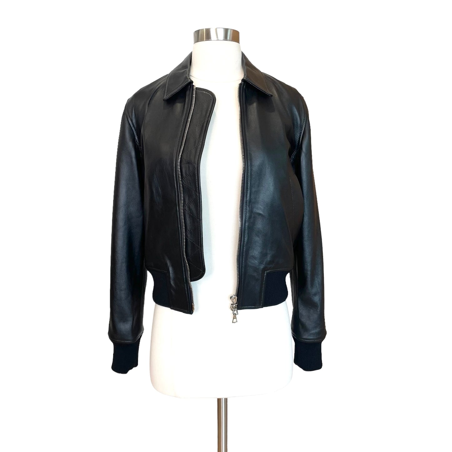 Leather Bomber Jacket - S