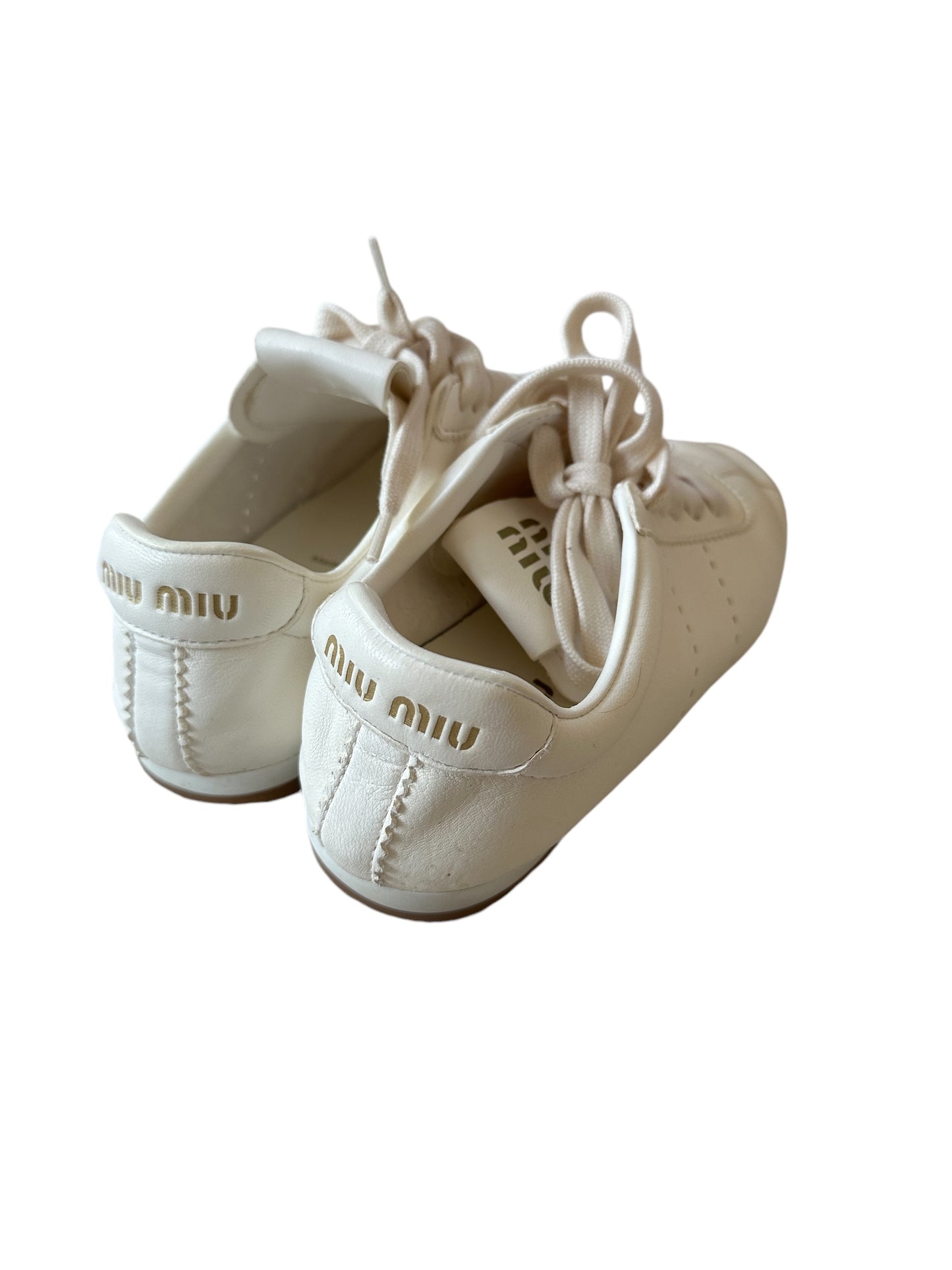 Cream Leather Sneakers - 8