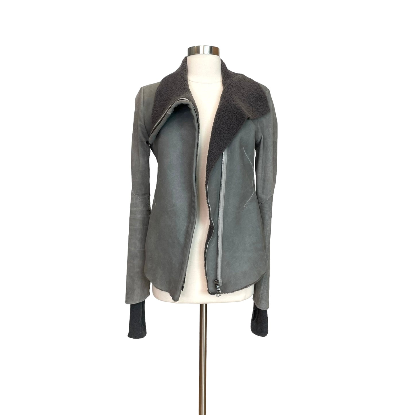 Grey Suede & Shearling Jacket - XS