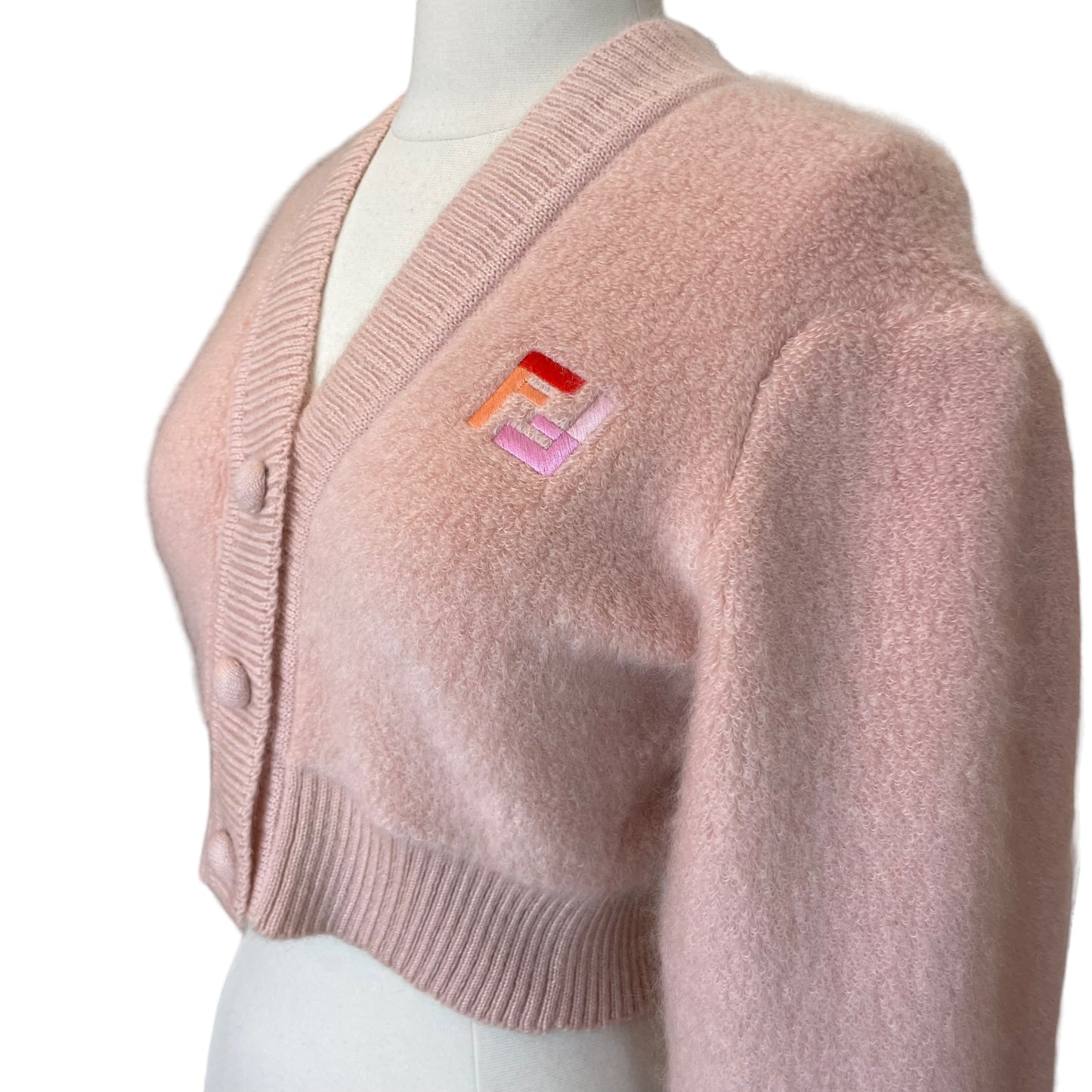 Pink Cropped Fuzzy Cardigan - S