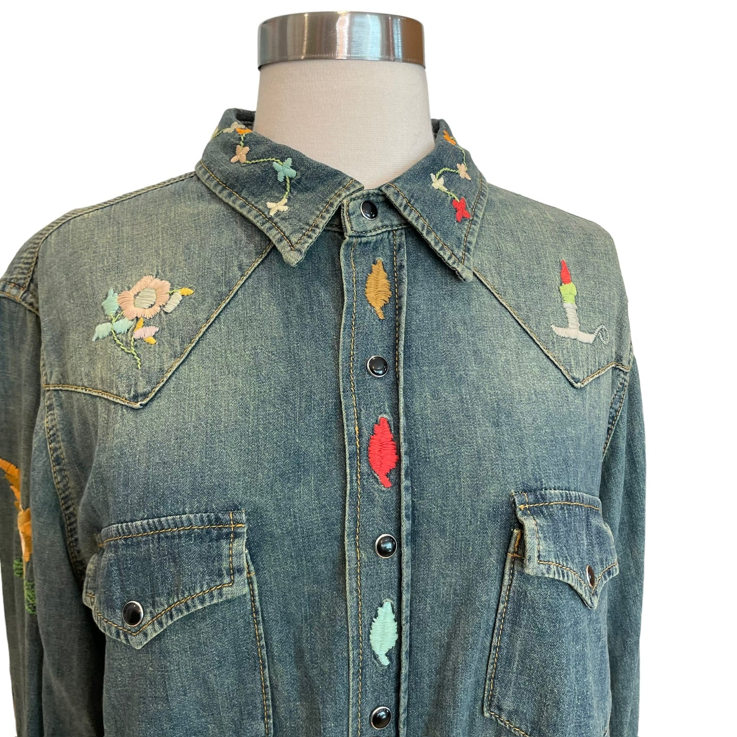 Denim Embroidered Shirt - XL