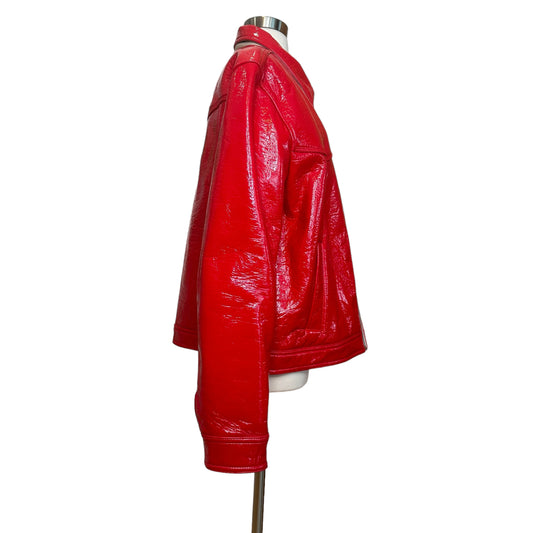 Red Patent Bomber Jacket - XL