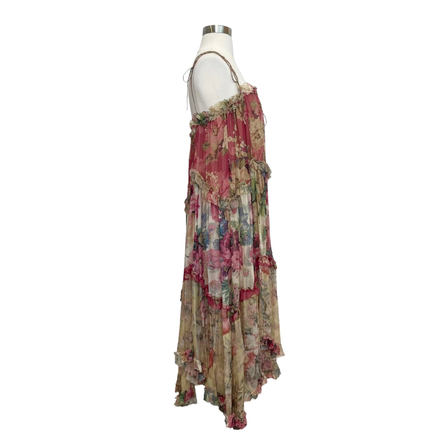 Floral Silk Dress - L