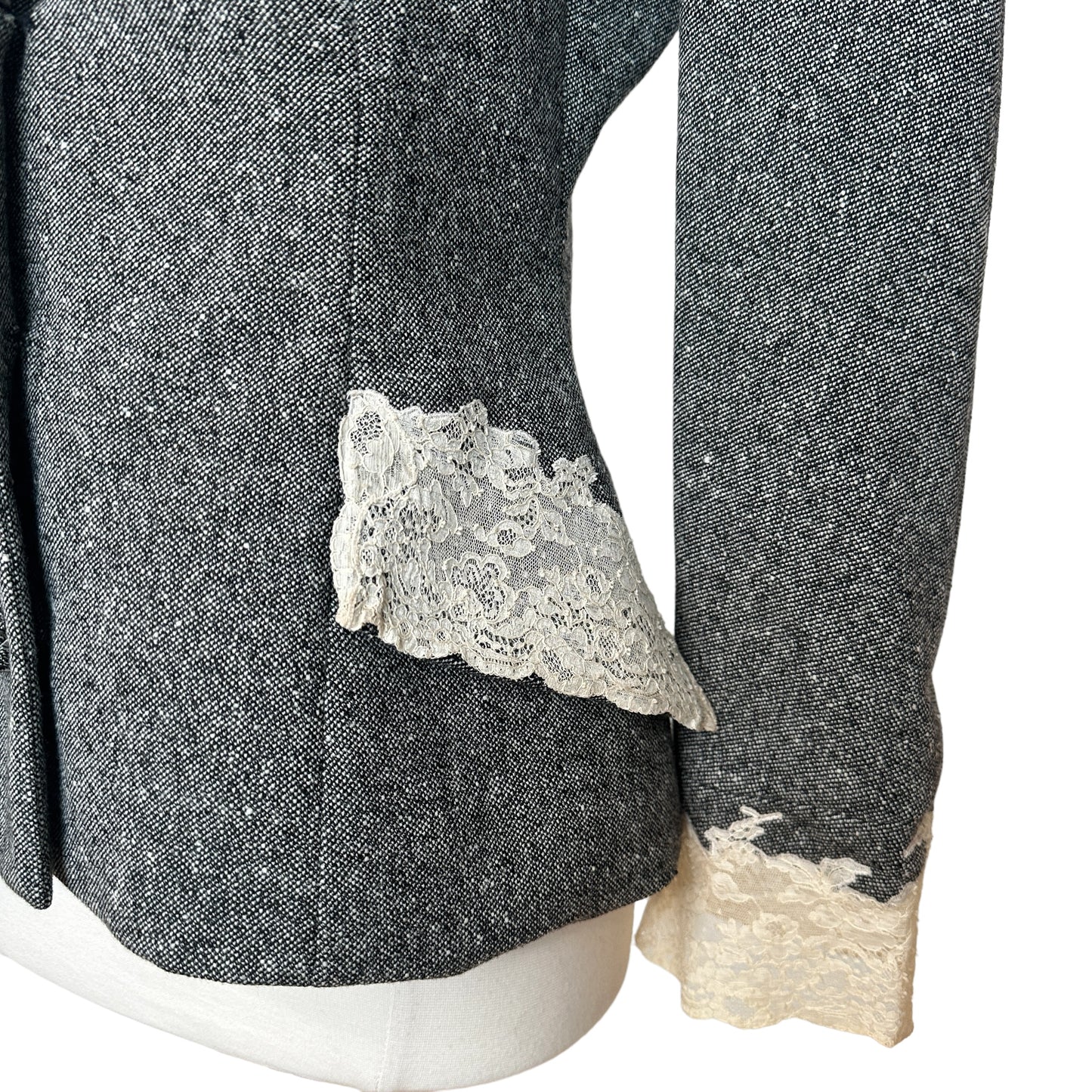 Vintage Tweed & Lace Blazer - L