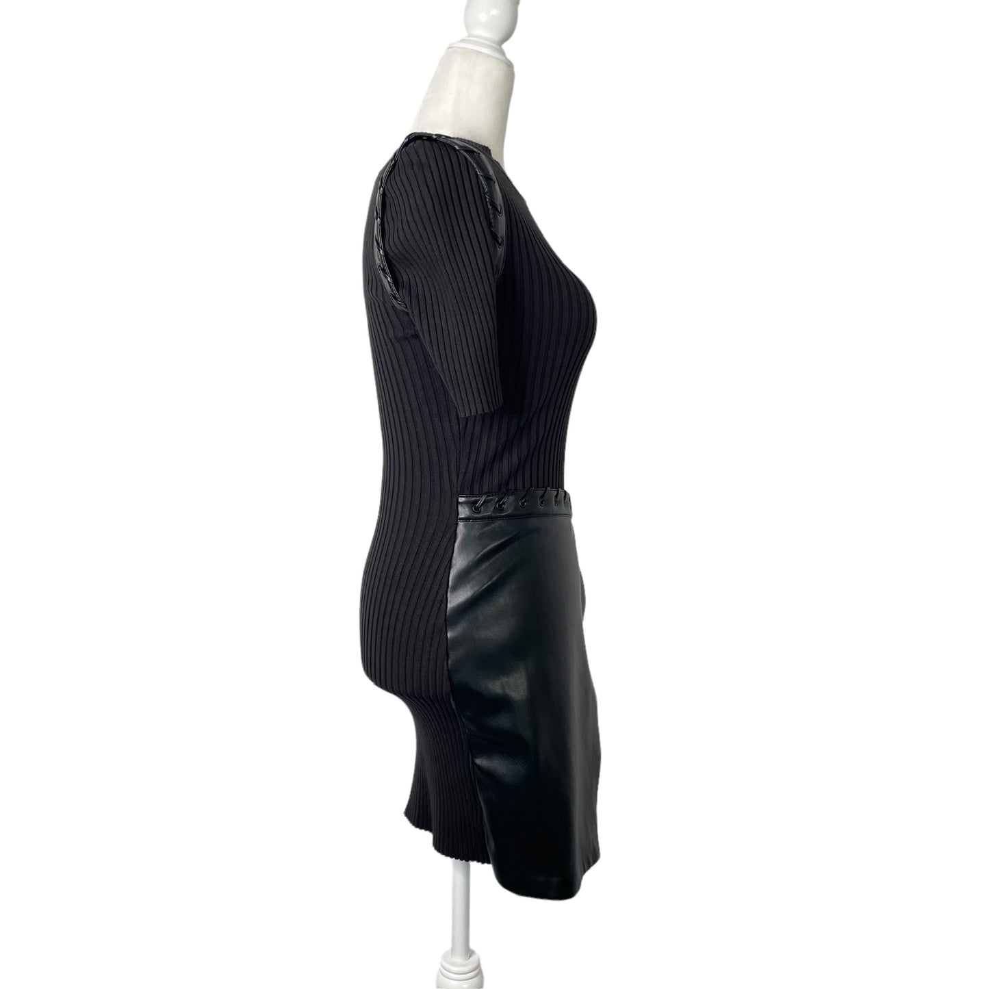 Black Faux-Leather Mini Dress - XS