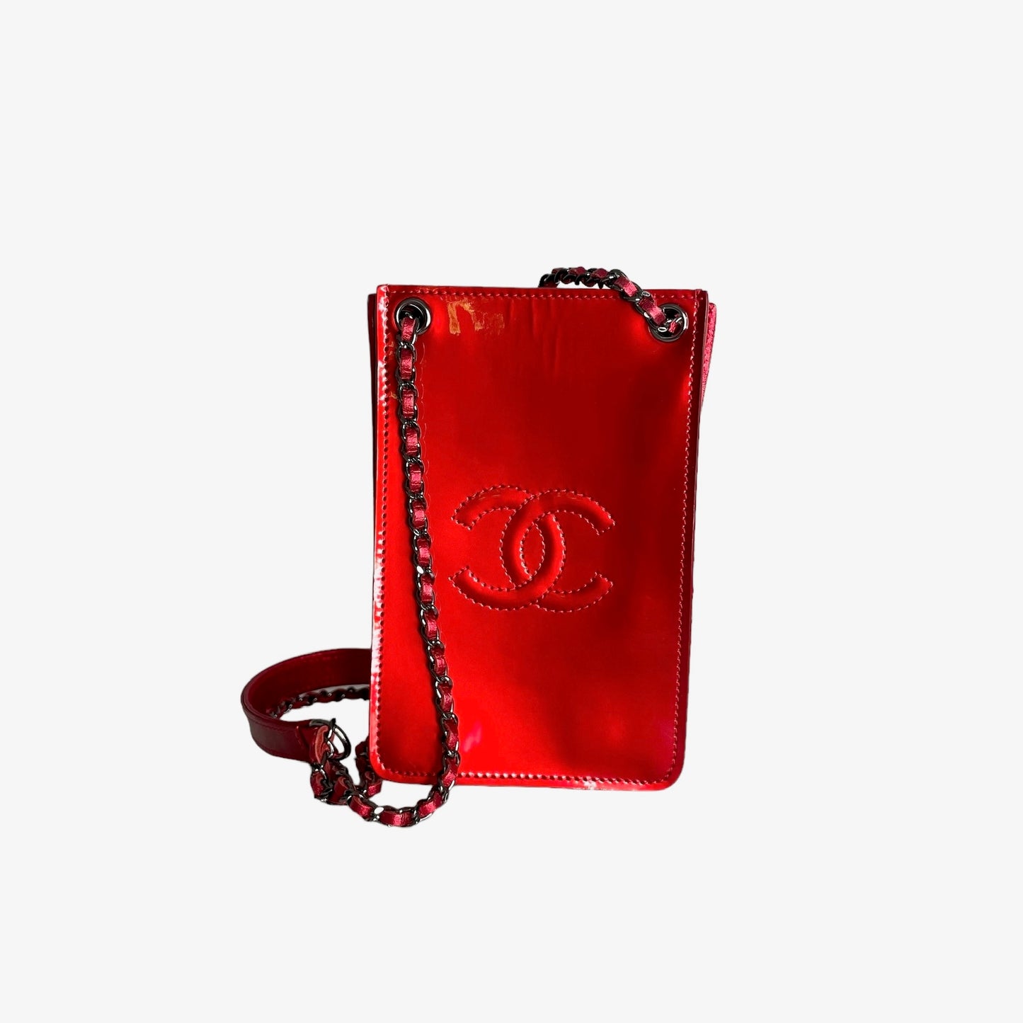 Lipstick Red Patent Phone Bag