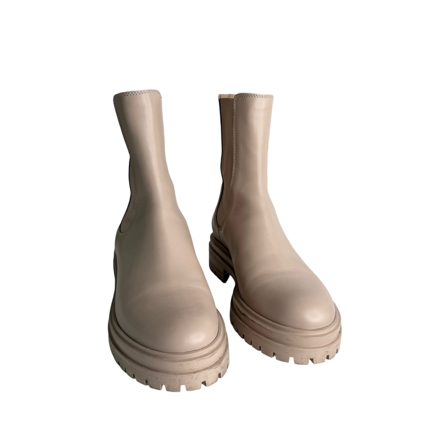 Cream Leather Boots - 7.5