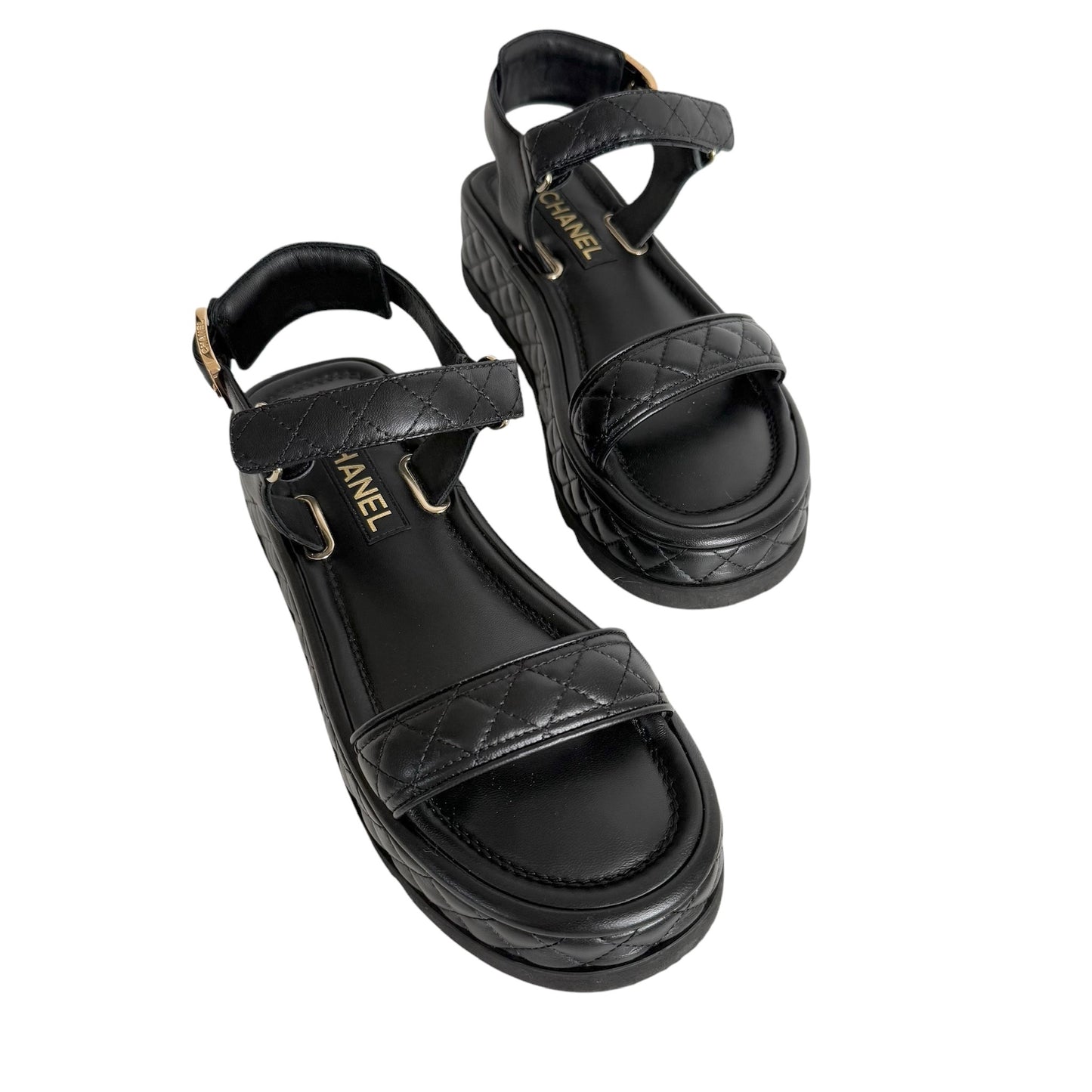 Black Leather Sandals - 9.5