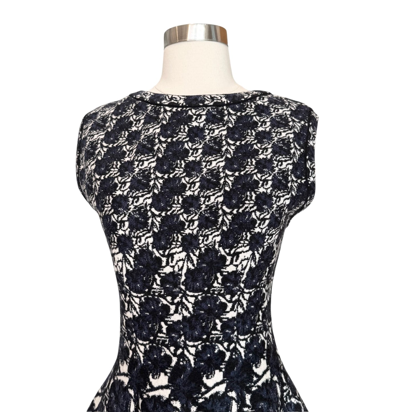 Cream & Navy Dress - M