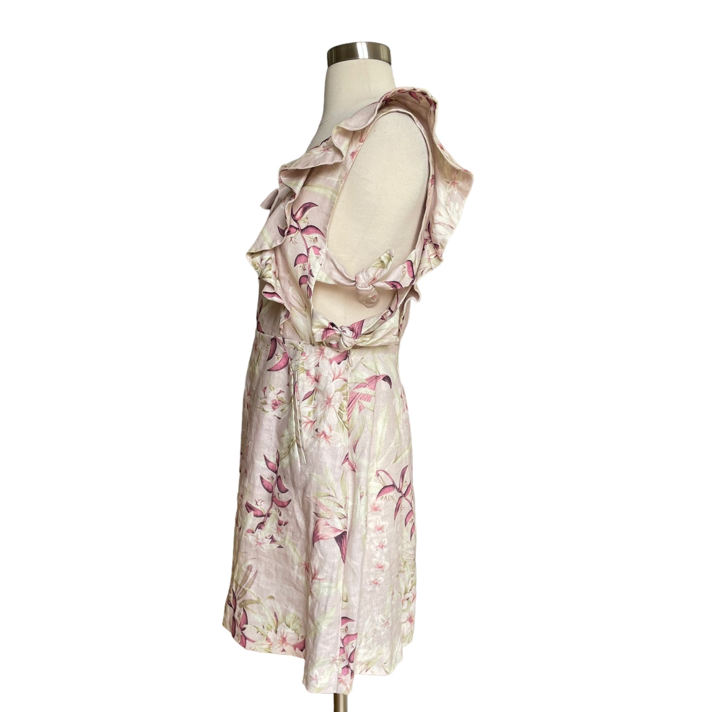 Linen Floral Side Knot Dress - 1