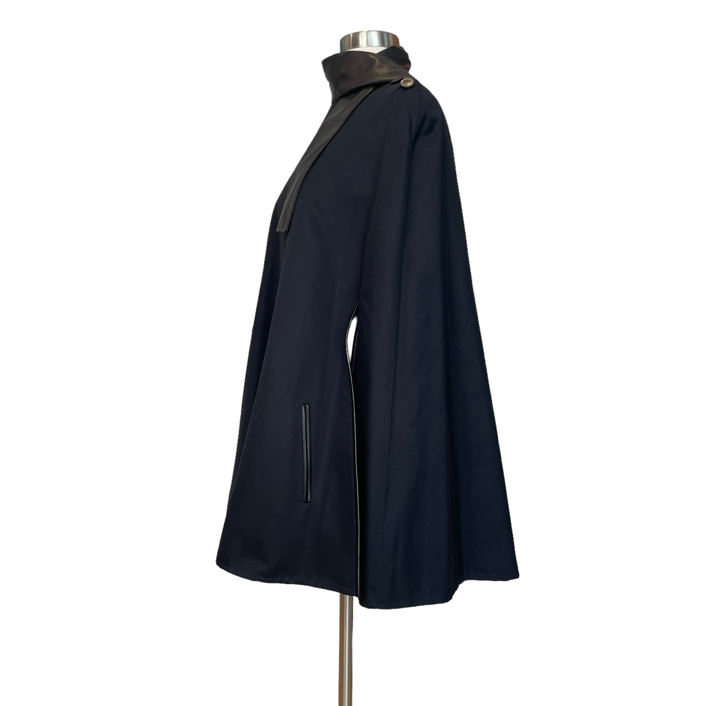 Black Leather & Cotton Cape - M