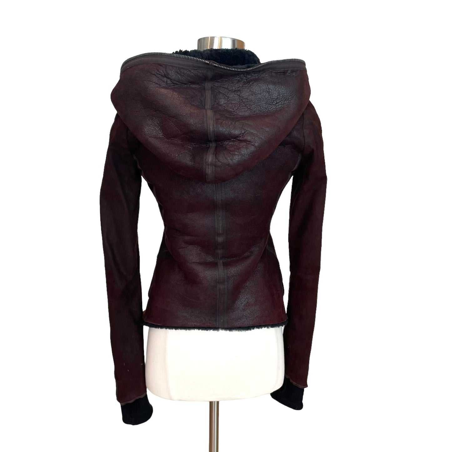 Burgundy Suede & Shearling Jacket - XS